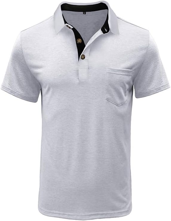 Men's Classic Cotton Polo Shirt Short Sleeve Button Golf Tee