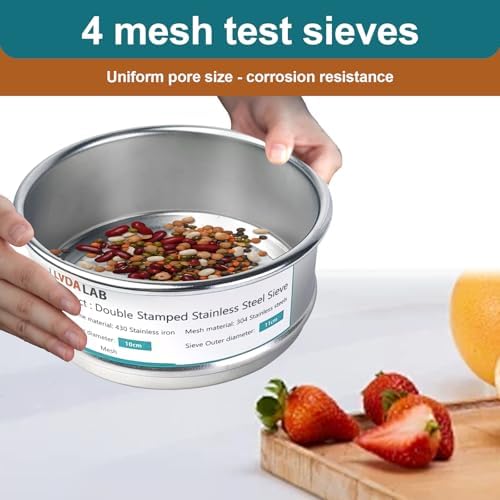 4" 304 Stainless Steel Lab Sieve, 4 Mesh Screen Sifter