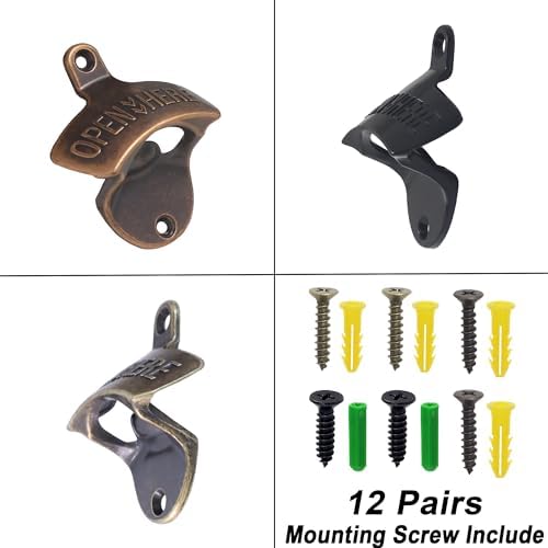 12 PCS Stainless Wall Mounted Beer Bottle Cap Opener