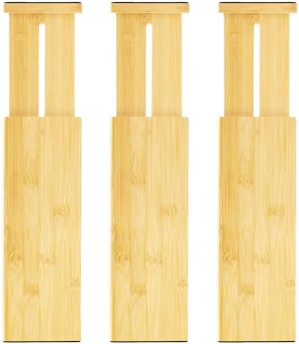 VaeFae 3 Pack Bamboo Drawer Dividers, Expandable Separators