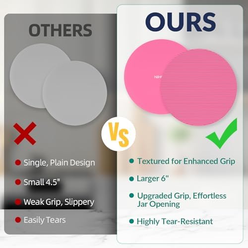 NiHome Silicone Jar Opener Gripper Pads, 6 in