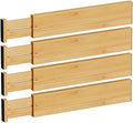 BAMEOS Bamboo Expandable Drawer Dividers – Fits 16.65"–22" Drawers, Bathroom &