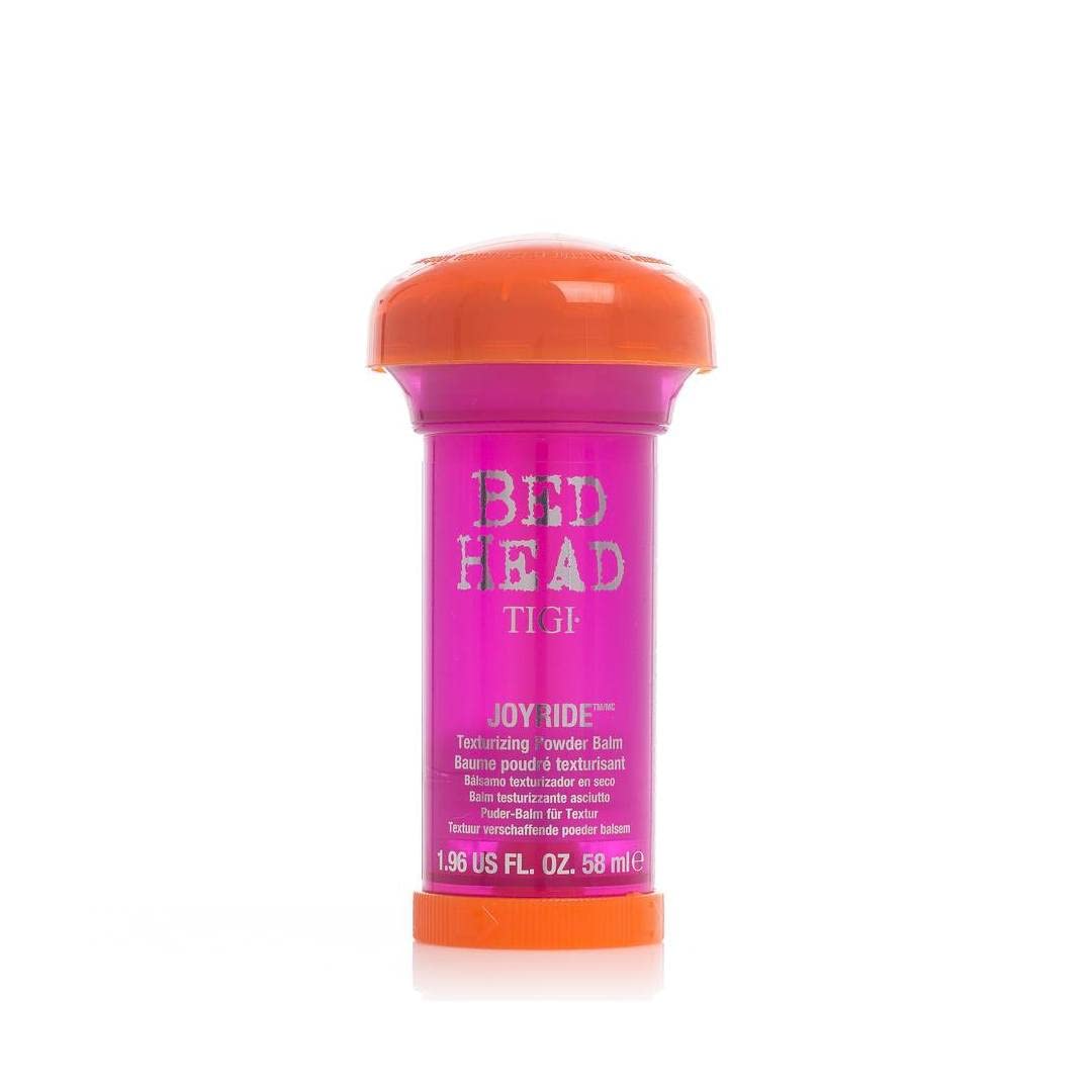 TIGI Bed Head Joyride Texturizing Powder Balm bottle in pink and orange packaging