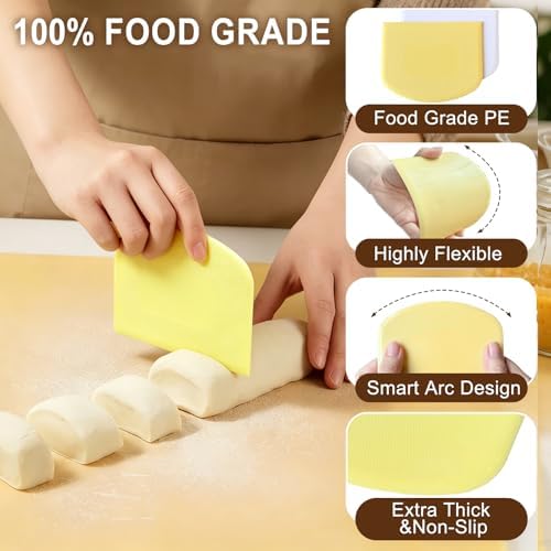 Versatile Bench Scraper with Wood Handle, Premium Stainless Steel Dough Scraper
