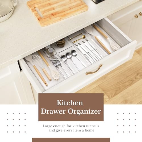 Criusia 14 PCS Clear Plastic Drawer Organizer Set