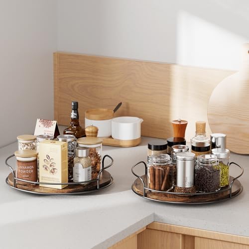 LAMU 2 Pack 9'' 12'' Lazy Susan Turntable Organizer