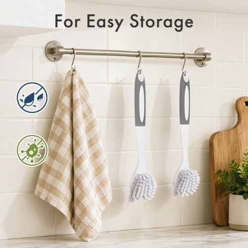 Amazer Dish Brush with Handle, 2 Pack Kitchen Scrub Brushes