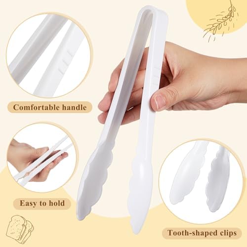 Tessco 50 Pcs Plastic Tongs, 9 Inch Disposable Serving Tongs
