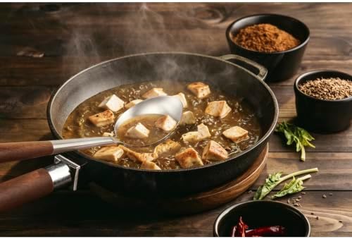 Cooking Spatula 14.2" and Spoon 13.6", Stainless Steel, Wooden Handle