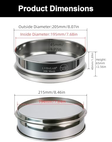 8" Full 304 Stainless Steel Lab Sieve, 300 Mesh
