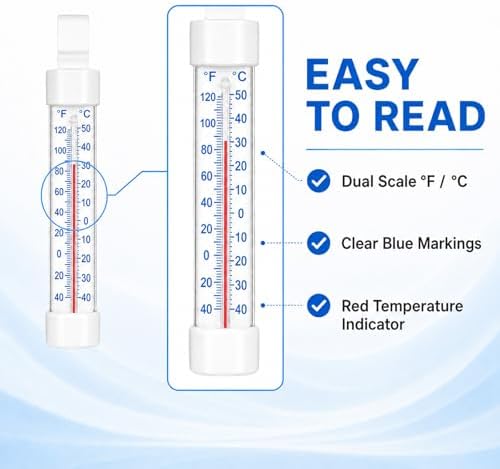 Long Strip Refrigerator Freezer Thermometer, Hanging & Standing Thermometer