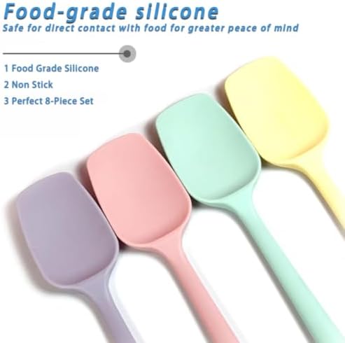 8 PCS, 8.2Inch Silicone Spatulas Rubber Spatula Small Spatula Baking Mini