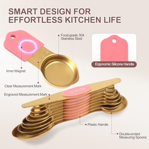 16-Piece Magnetic Measuring Cups & Spoons Set, Stainless Steel
