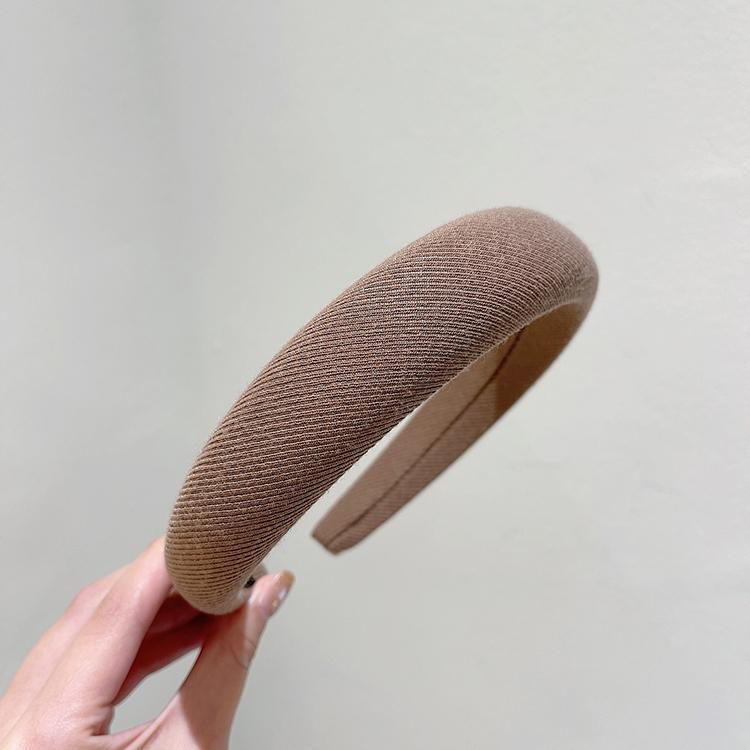 Japanese Style Wide Padded Headband - Khaki, Brown & Cream - Image 5