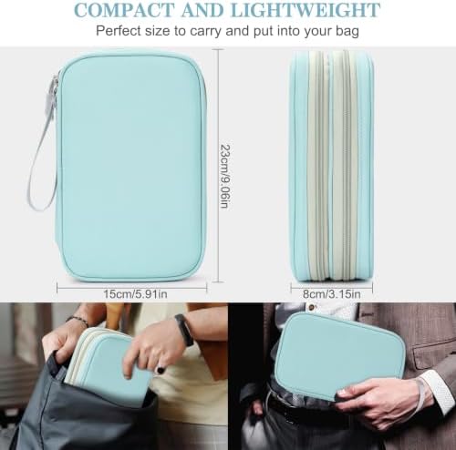 FYY Electronic Organizer, Travel Tech Pouch Bag, Mint Green
