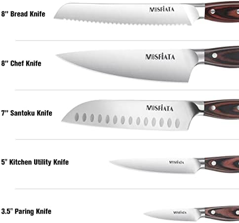 MOSFiATA Kitchen Knife Set-5Pcs, Professional Kitchen Chef’s Knives