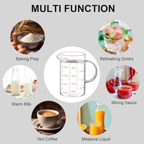Luvan 18OZ/500ML Glass Measuring Cup, 2 Cup Glass Measuring Cups