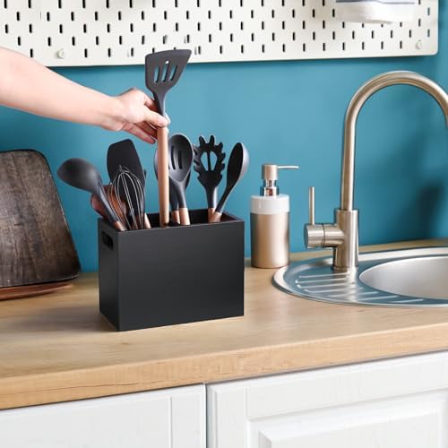ALELION Black Utensil Holder for Kitchen Counter