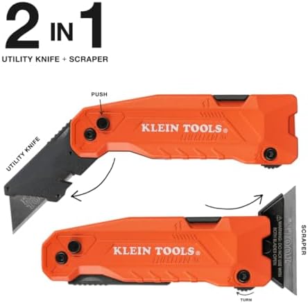 Klein Tools 44306 FLICKBLADE 2-in-1 Folding Utility Knife and Scraper