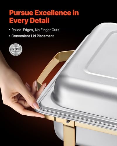 VEVOR Chafing Dish Buffet Set, 8 Qt 4 Pack, Stainless Steel Chafer