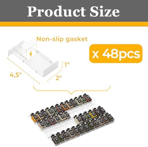 Famhap Spice Drawer Organizer 48 PCS, Expandable 2"-96"