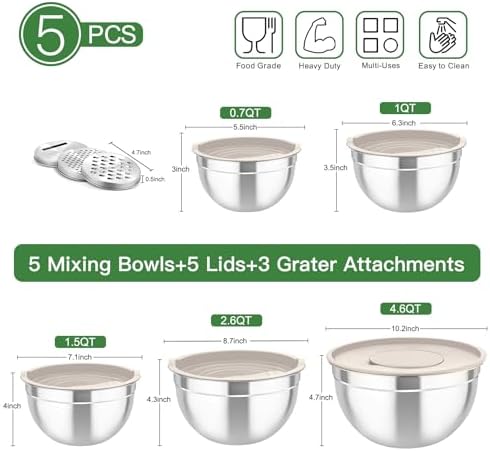 TeamFar Mixing Bowls with Lids