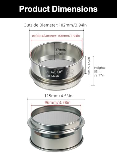 4" Full 304 Stainless Steel Lab Sieve, 50 Mesh Sifter
