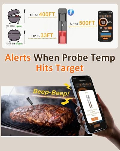 ±0.5°F Accurate Temps Wireless Meat Thermometer