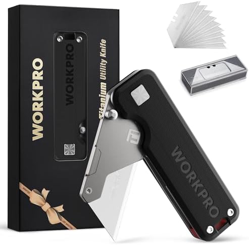 WORKPRO Premium Titanium Utility Knife, CNC Unibody, Lightweight G-10Handle