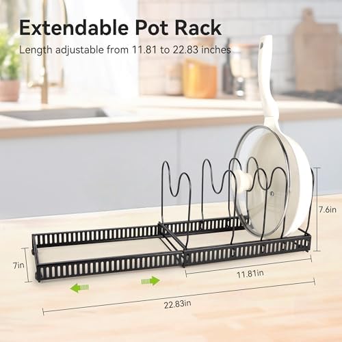 Fyvva Pots and Pans Organizer under Cabinet Expandable 14 Dividers Black