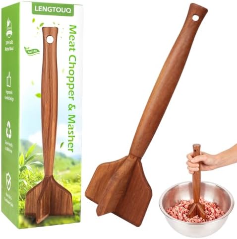 Wooden Meat Chopper & Masher – 4-in-1 Kitchen Tool