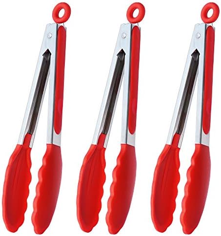 HINMAY Silicone Cooking Tongs 9-Inch Serving Tongs