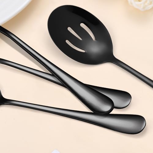 Black Serving Utensils Set 10-Piece Stainless Steel Kitchen Catering Flatware