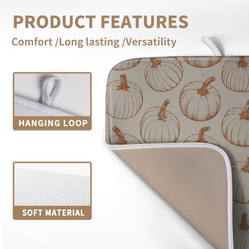 Fall Pumpkin Dish Drying Mat for Kitchen Counter Burnt Orange Autumn