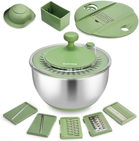 SUSTEAS Stainless Steel Salad Spinner, Lettuce Spinner