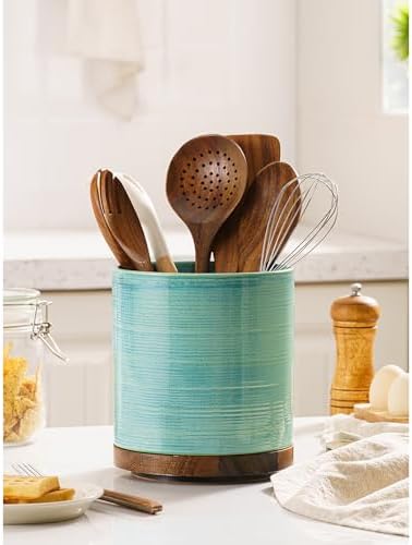 Utensil Holder, 360° Rotating Extra Large Ceramic Kitchen Utensil Holder