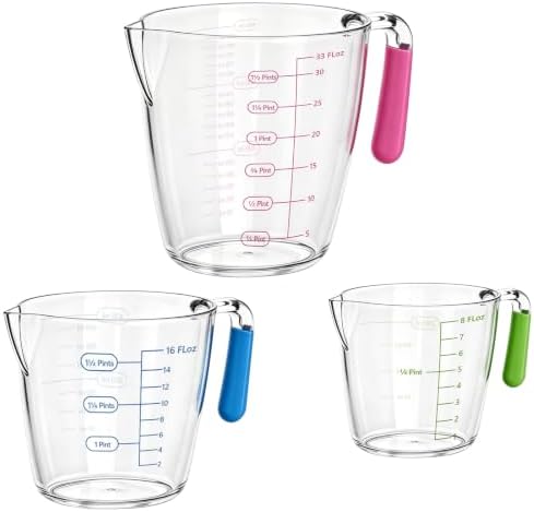 Liquid Measuring Cups with Spout 3 Pcs with ML OZ Scale