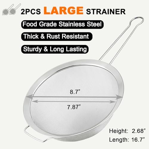 8.7" Large Fine Mesh Strainer Set