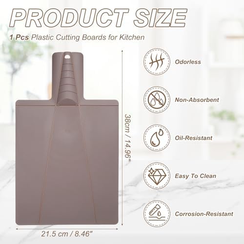 uxcell Foldable Cutting Board 15"x8.5" Plastic Folding Cutting Board Brown