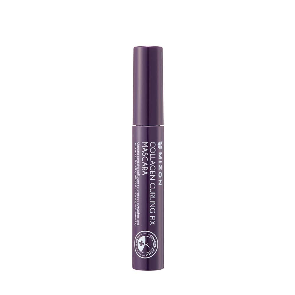 Deep purple tube of MIZON Collagen Curling Fix Mascara for lash lifting and health