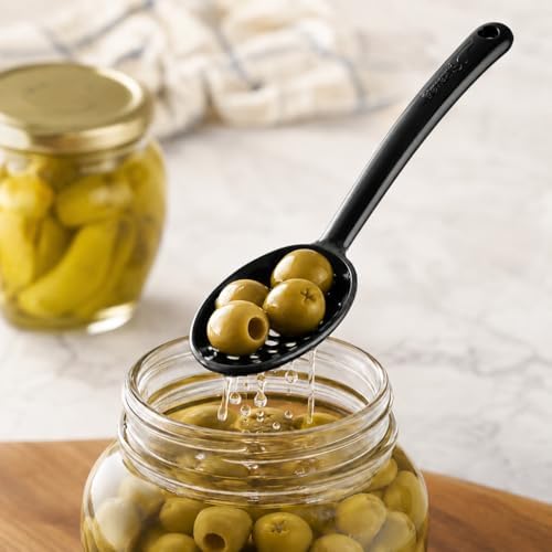 Olive and Pickle Spoon Set of 4, 7-Inch Small Slotted Serving Utensils