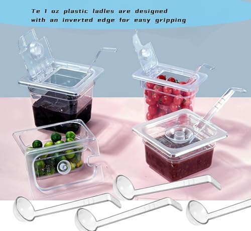 12 pieces 1 oz ladle Set Including 6 Pcs clear small gravy ladle and 6 Pcs