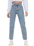 Mom Jeans - MakeMeChic Womens Straight Leg Jeans Casual High Waisted Denim Pants