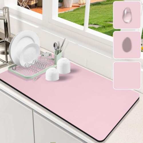 Dish Drying Mat for Kitchen Counter, Rubber Backed