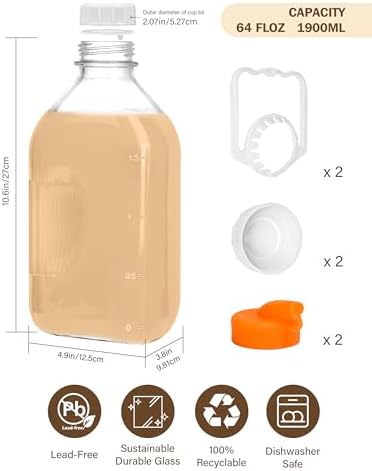 KMIGRUAN 64oz Glass Milk Bottle
