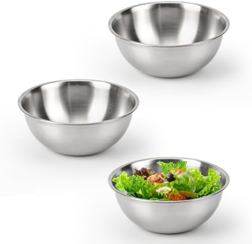3-Piece Stainless Steel Mixing Bowls Metal Bowl Set