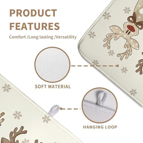 Christmas Reindeer Snowflakes Dish Drying Mat