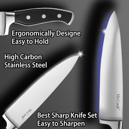 McCook® Knife Sets, German Stainless Steel Kitchen Knife Block Set