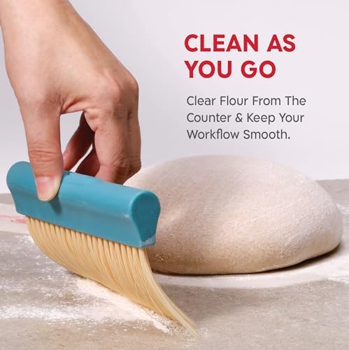 KneadAce Dough Scraper & Baker’s Brush.Stainless Steel Bench Scraper & Flour