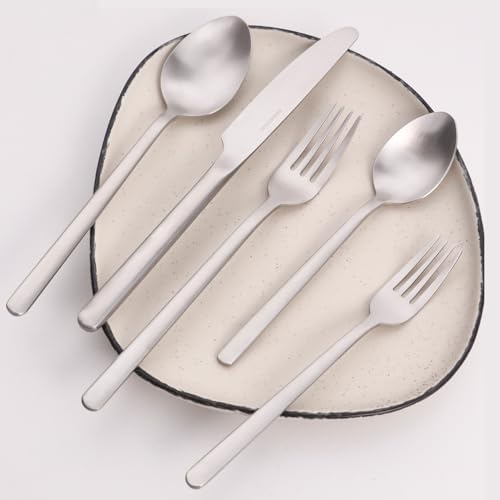 KINGSTONE 30 Pieces Silverware Set, Flatware Cutlery Set